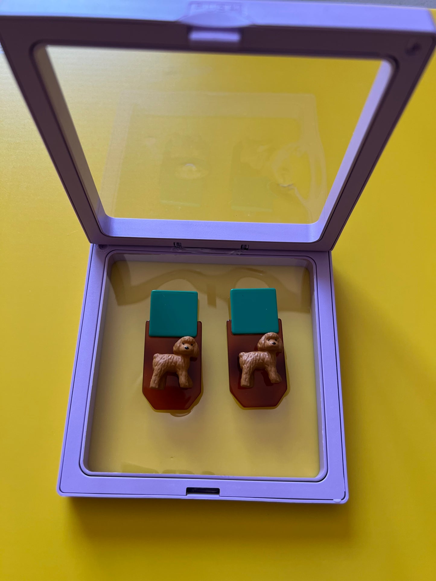Teddy Poodle Earrings | Resin & Acrylic Handmade Animal Jewelry