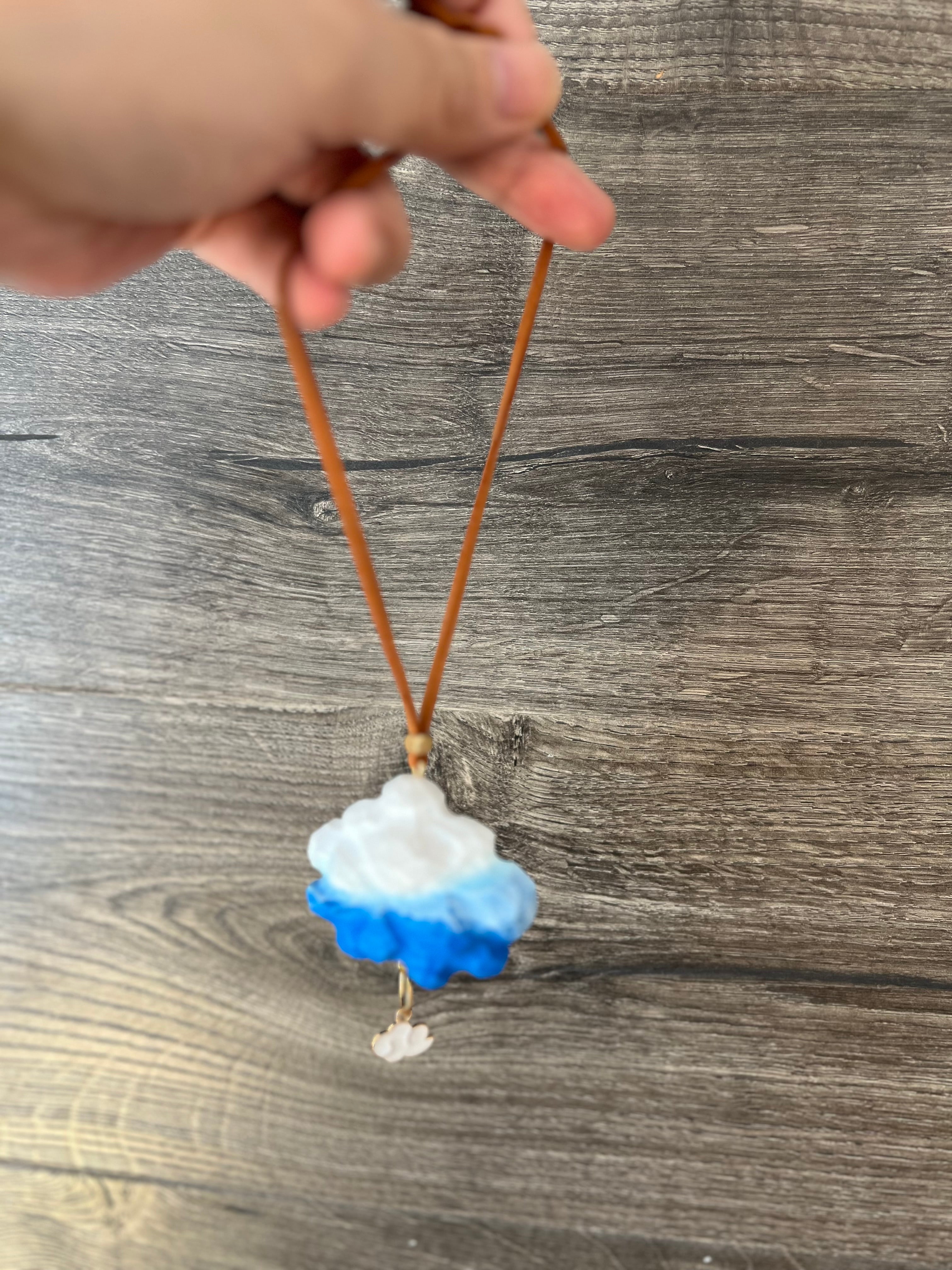 Handmade Wooden Cloud Pendant – Car Mirror Charm, Cute Bag Accessory, Unique Friendship Gift