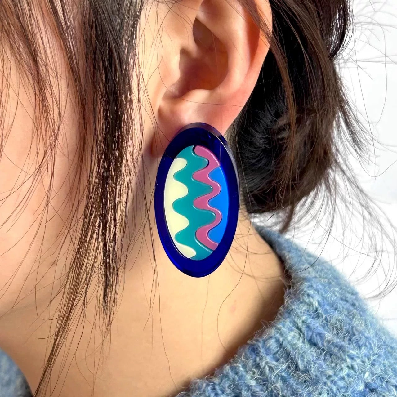 Ice Blue Wave Acrylic Earrings – GenerY × Finger Zoo Limited Design