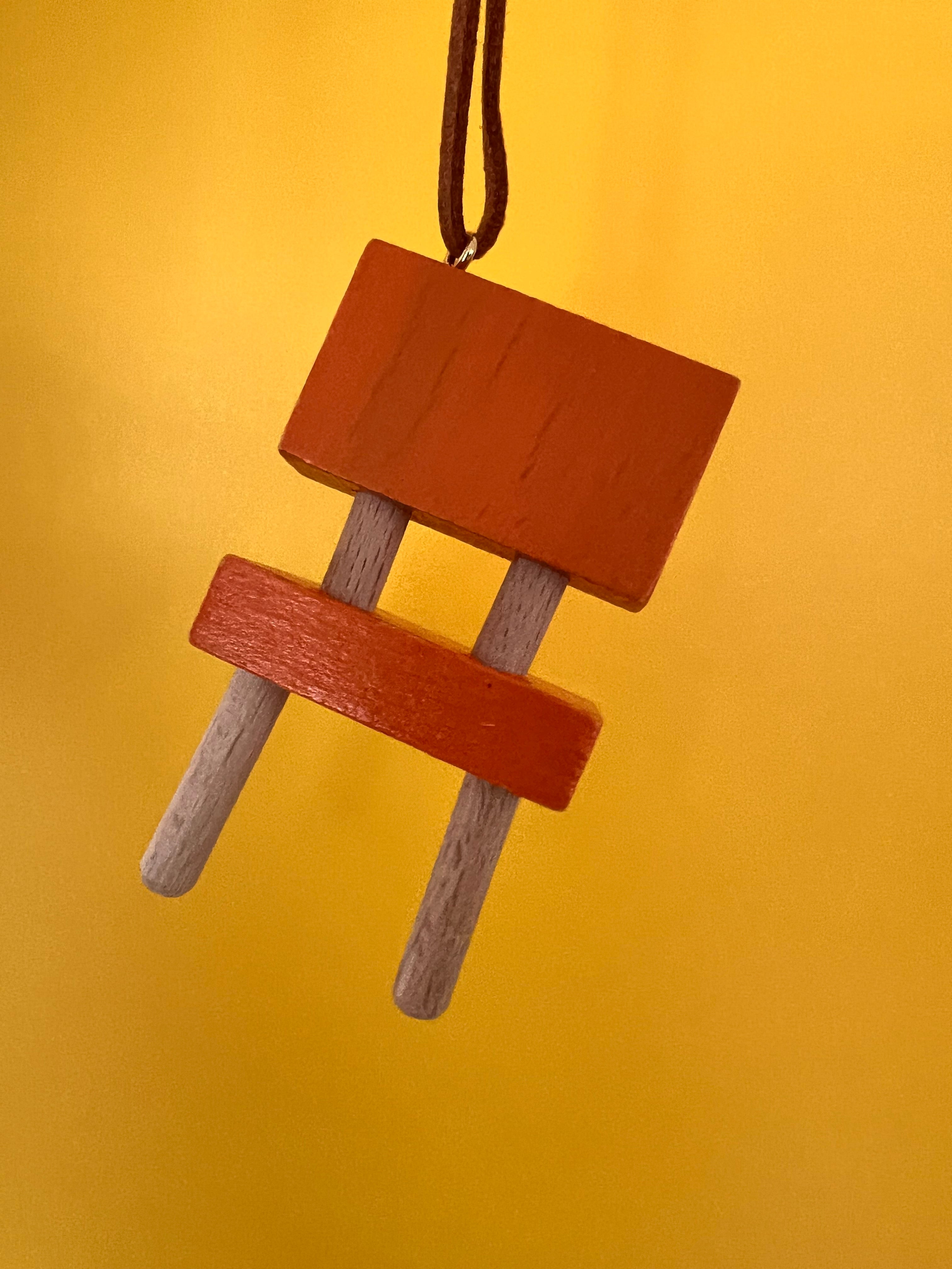 Handmade Three-Legged Wooden Chair Car Charm – Quirky Mini Chair Pendant for Rearview Mirror, Unique Gift