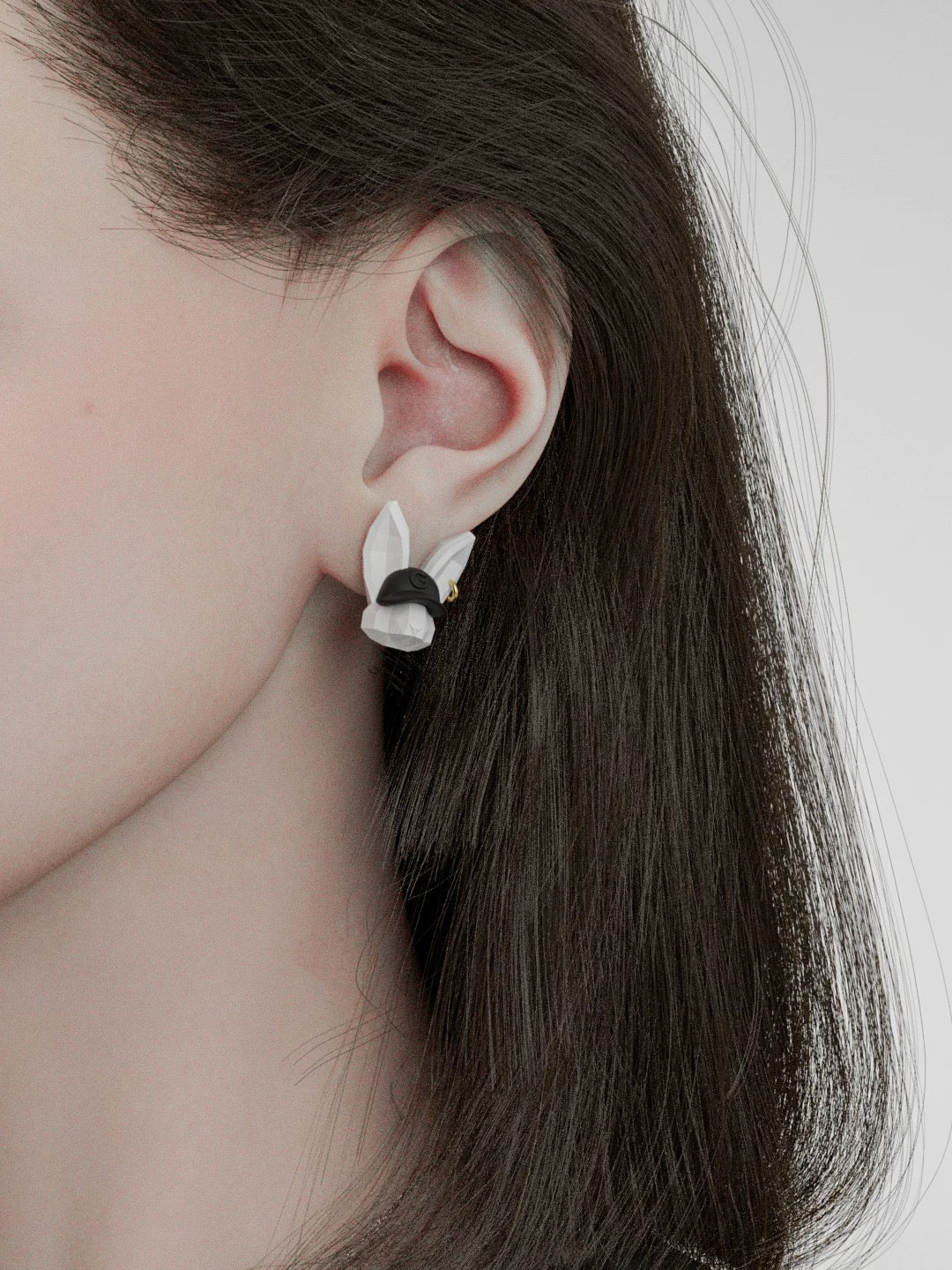 Geometric Fox & Bunny Earrings | S925 Silver Studs, Playful 3D Animal Design