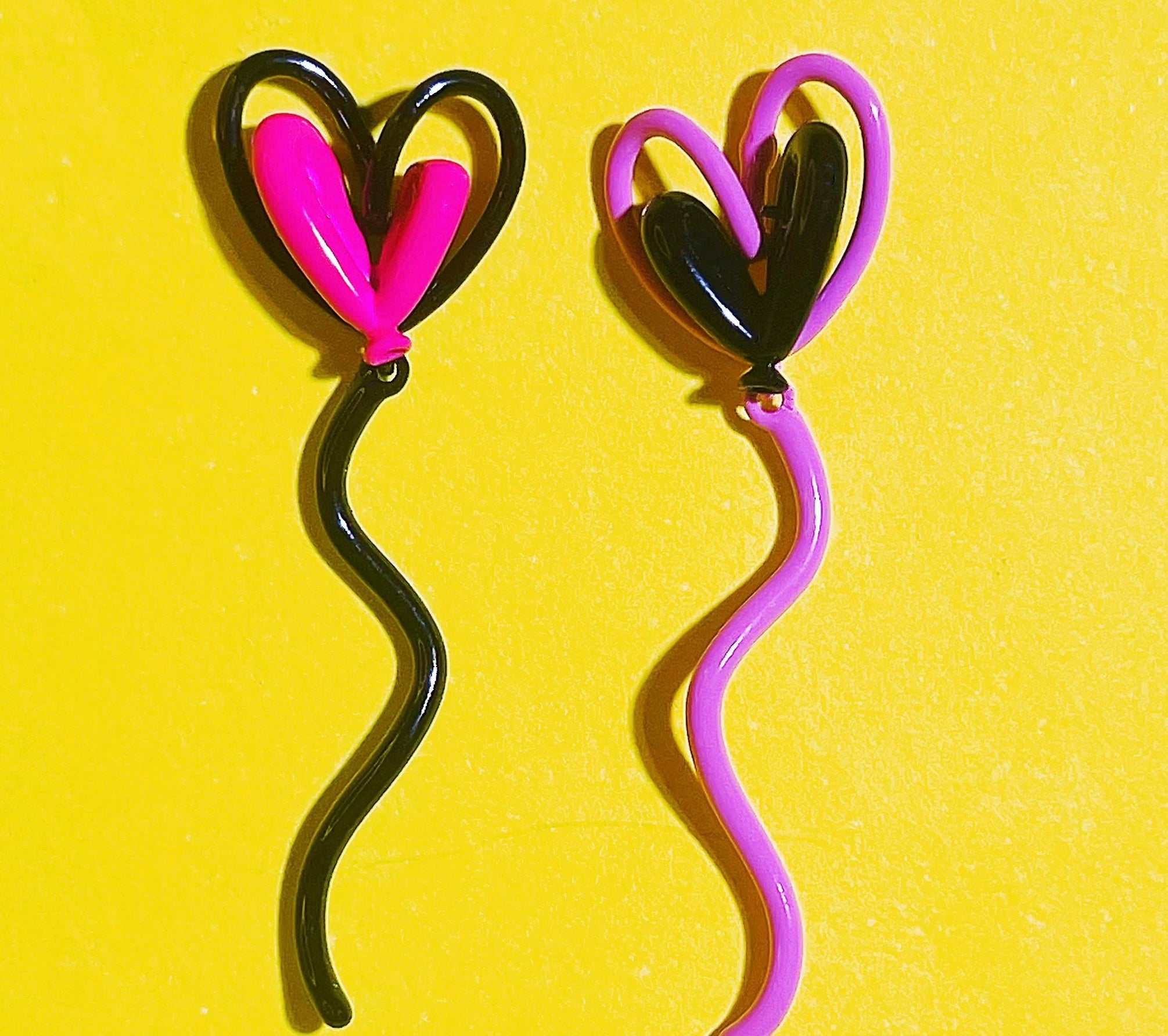 Heart Balloon Flow Earrings | Original Artsy Statement Design