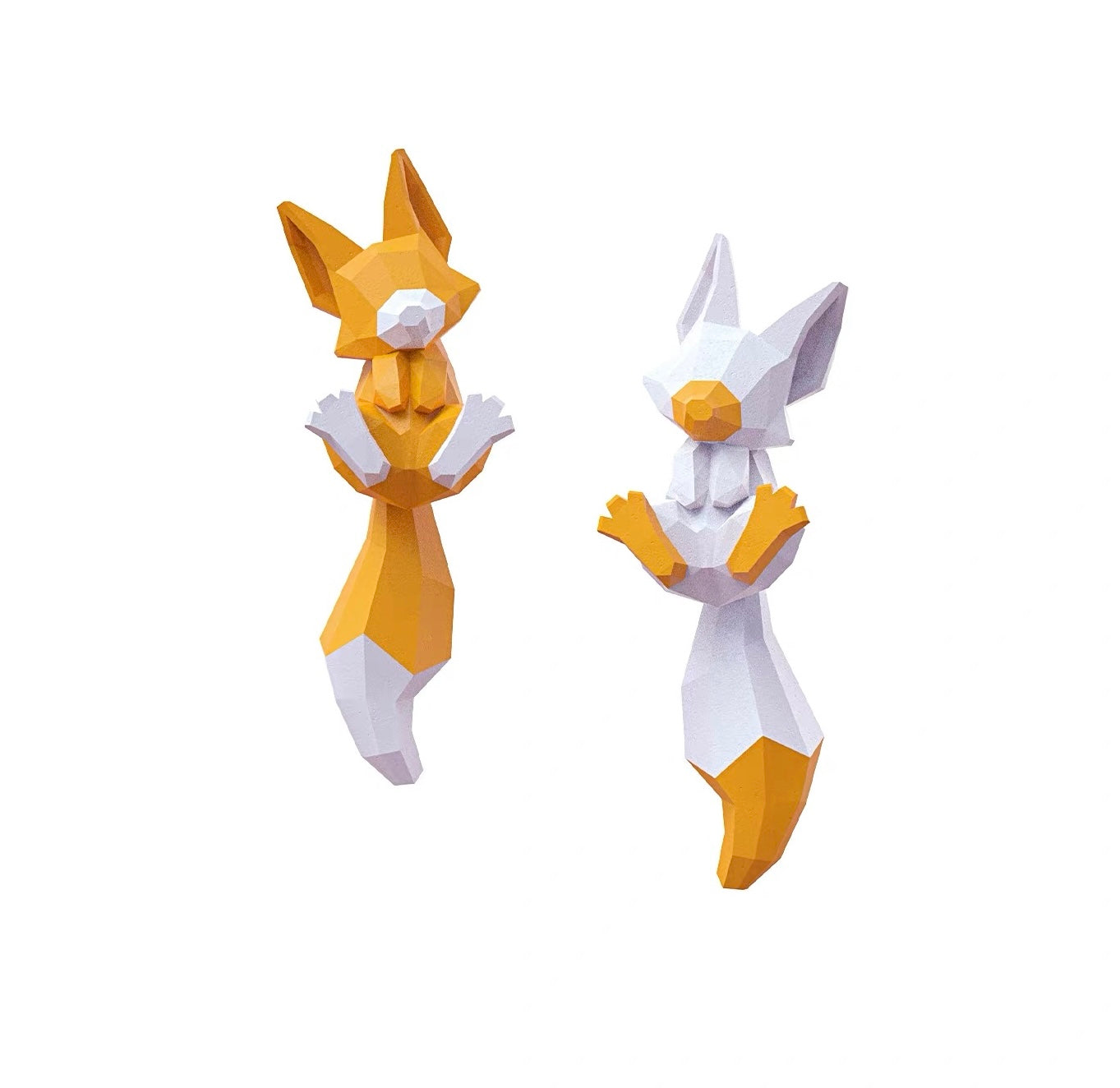Resin Fox Earrings|Geometric 3D Design with Wiggling Tail