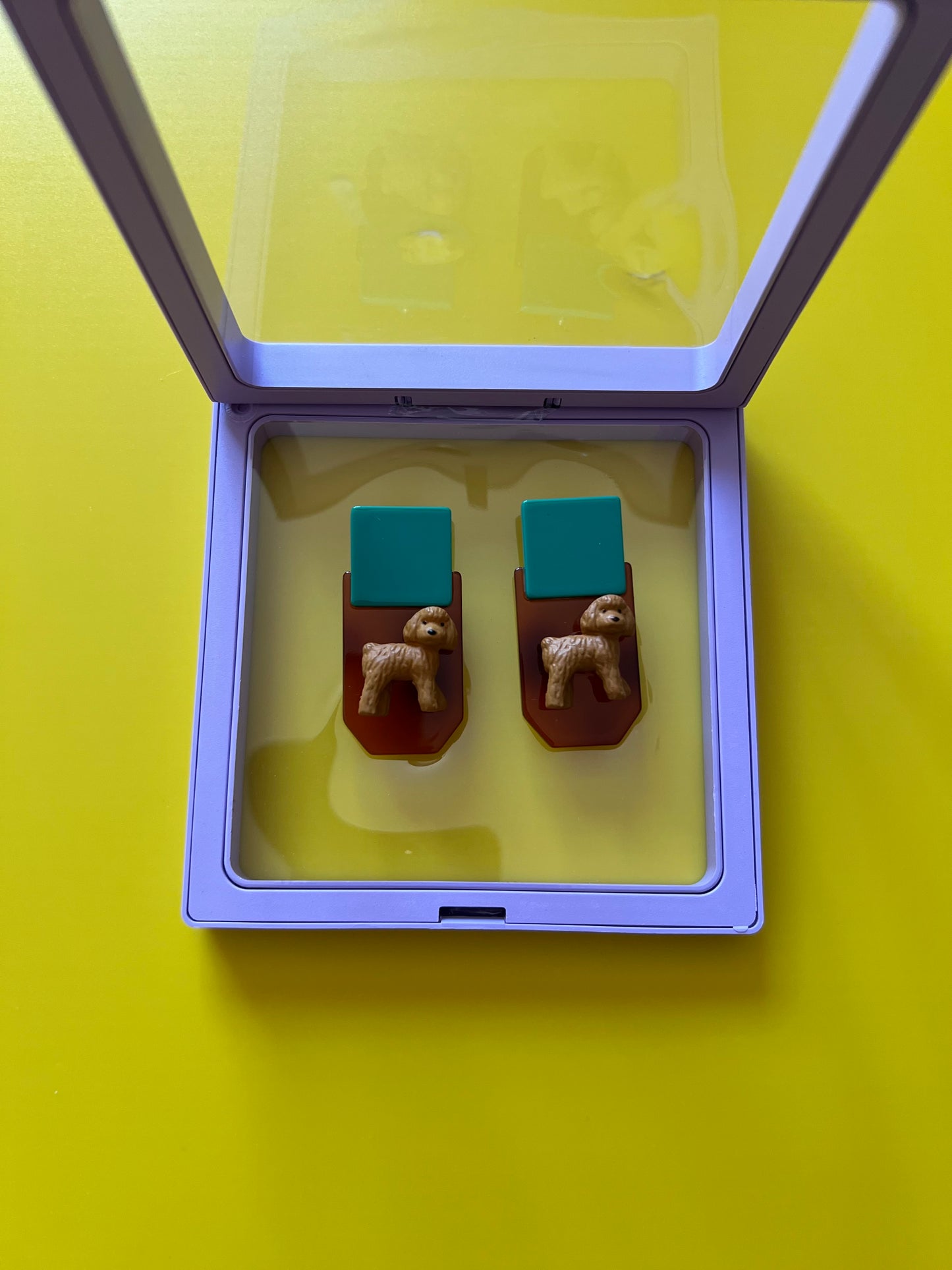 Teddy Poodle Earrings | Resin & Acrylic Handmade Animal Jewelry