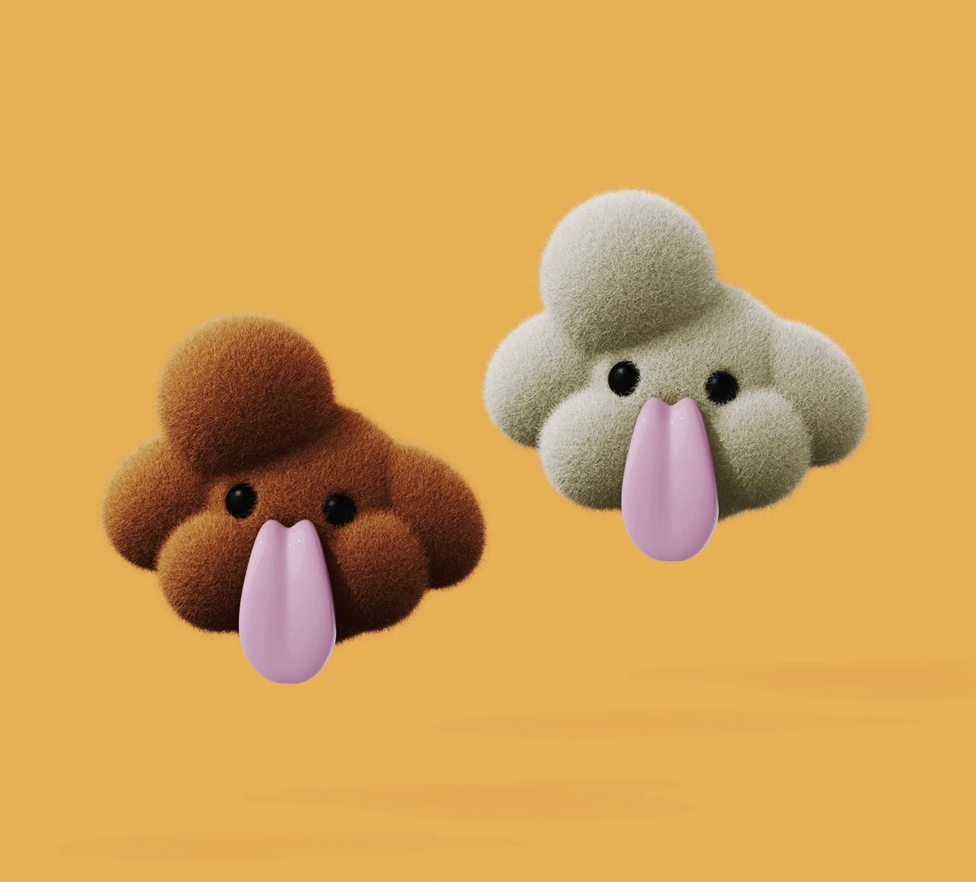 Flocked tongue-out puppy earrings