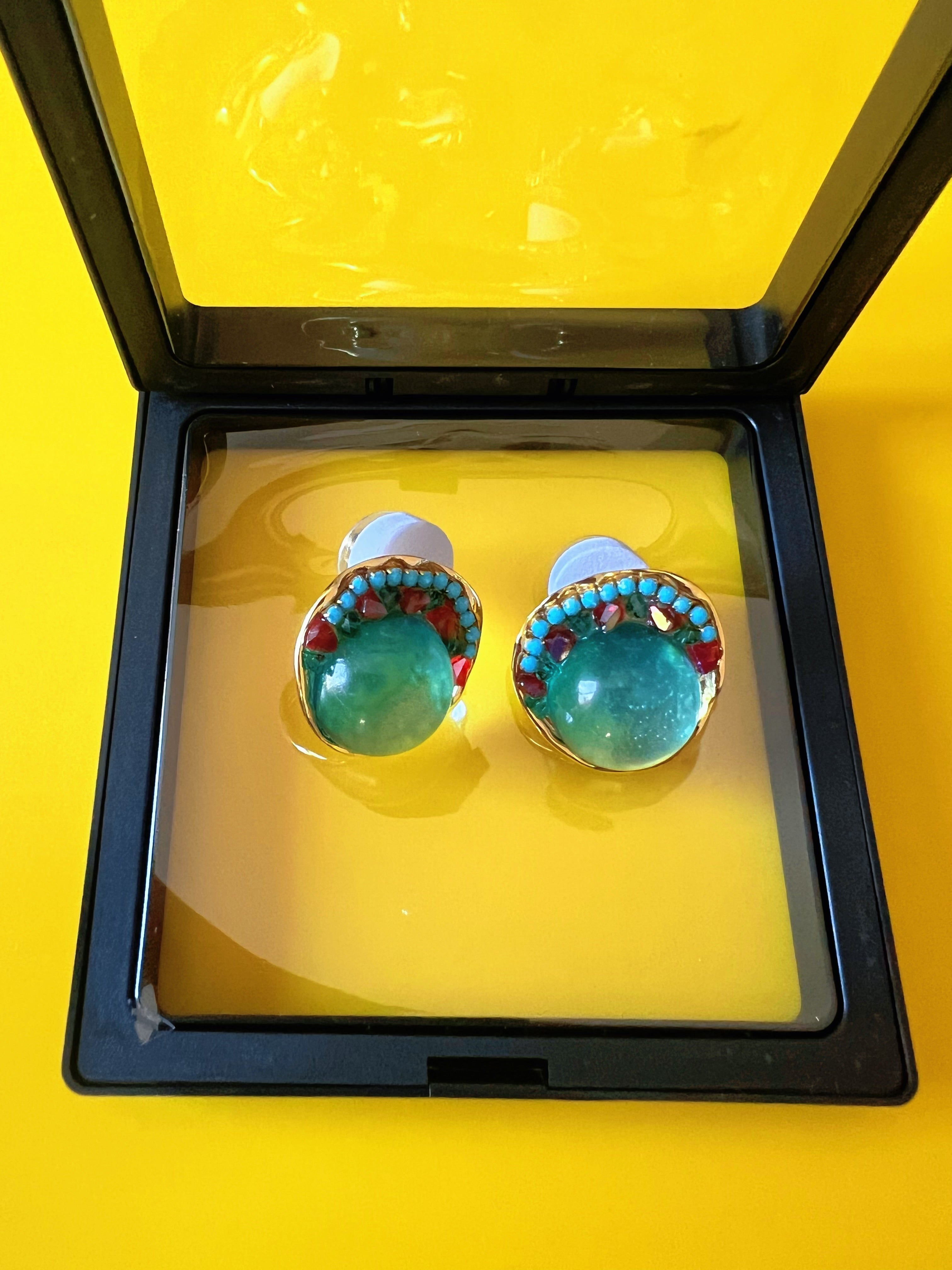 Vintage-Inspired Colorful Crystal Glass Earrings – Retro Statement Studs