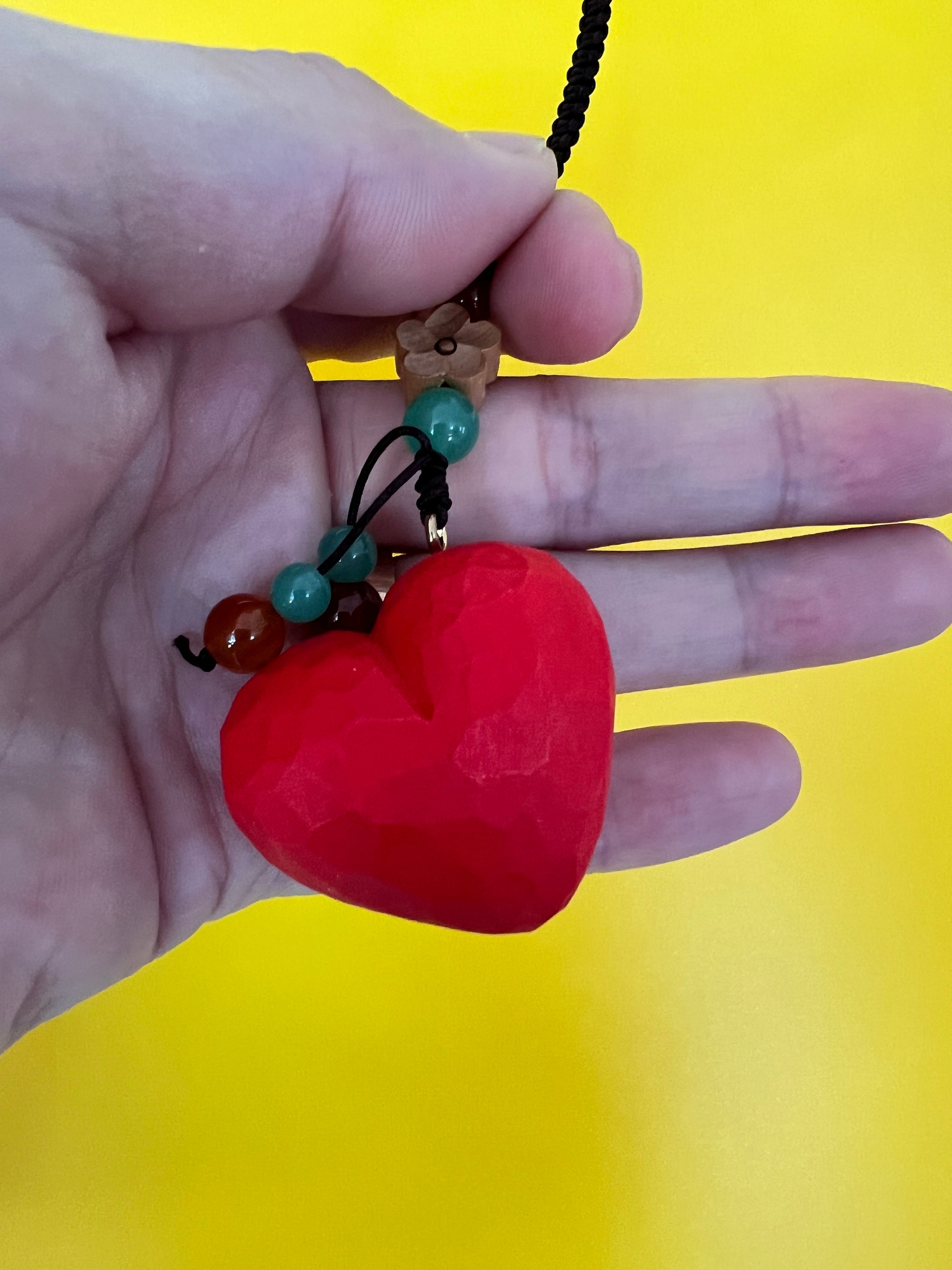 Handmade Wooden Heart Keychain – Car Charm, Cute Bag Pendant, Romantic Friendship Gift