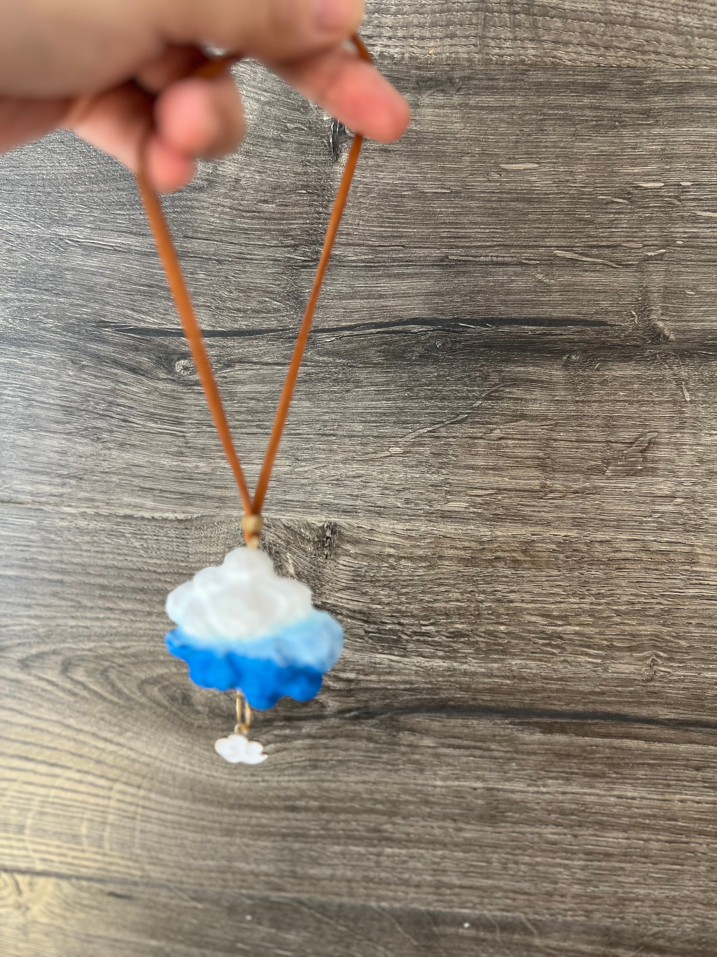 Handmade Wooden Cloud Pendant – Car Mirror Charm, Cute Bag Accessory, Unique Friendship Gift
