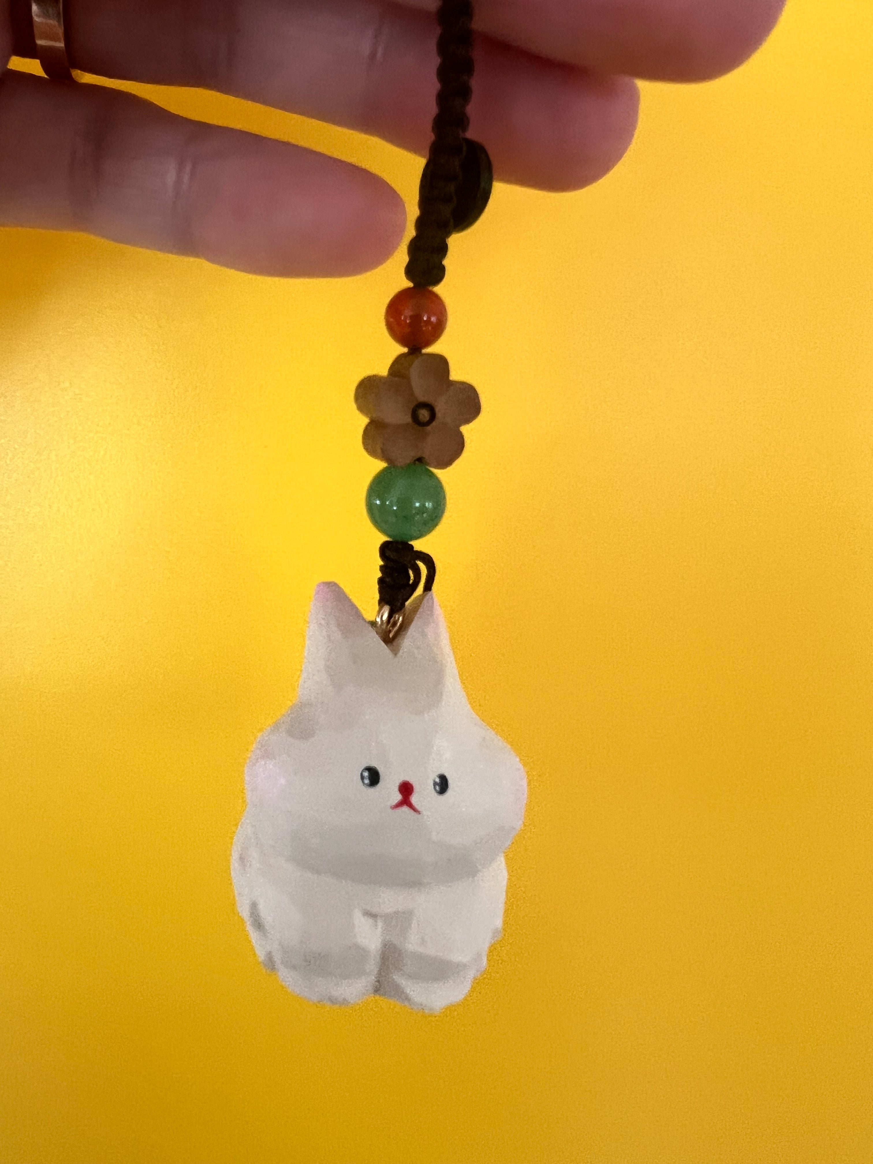 Handmade Wooden White Rabbit Keychain – Cute Animal Pendant, Bag Charm, Friendship Gift