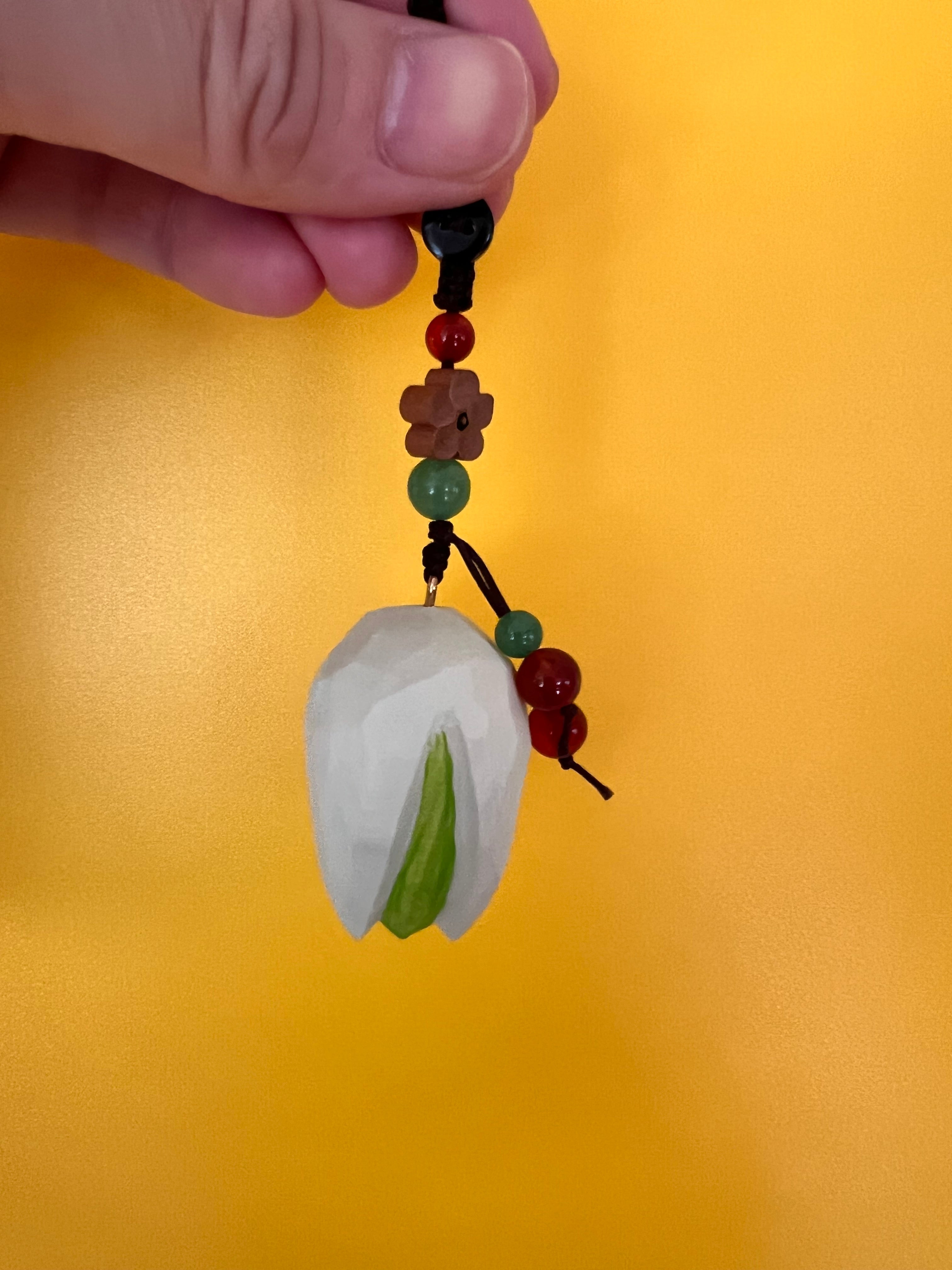 Handmade Pistachio Keychain – Wooden Nut Car Charm, Cute Lucky Bag Pendant, Friendship Gift