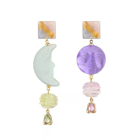 “Phases of Us” — Asymmetrical Moon & Sun Statement Earrings