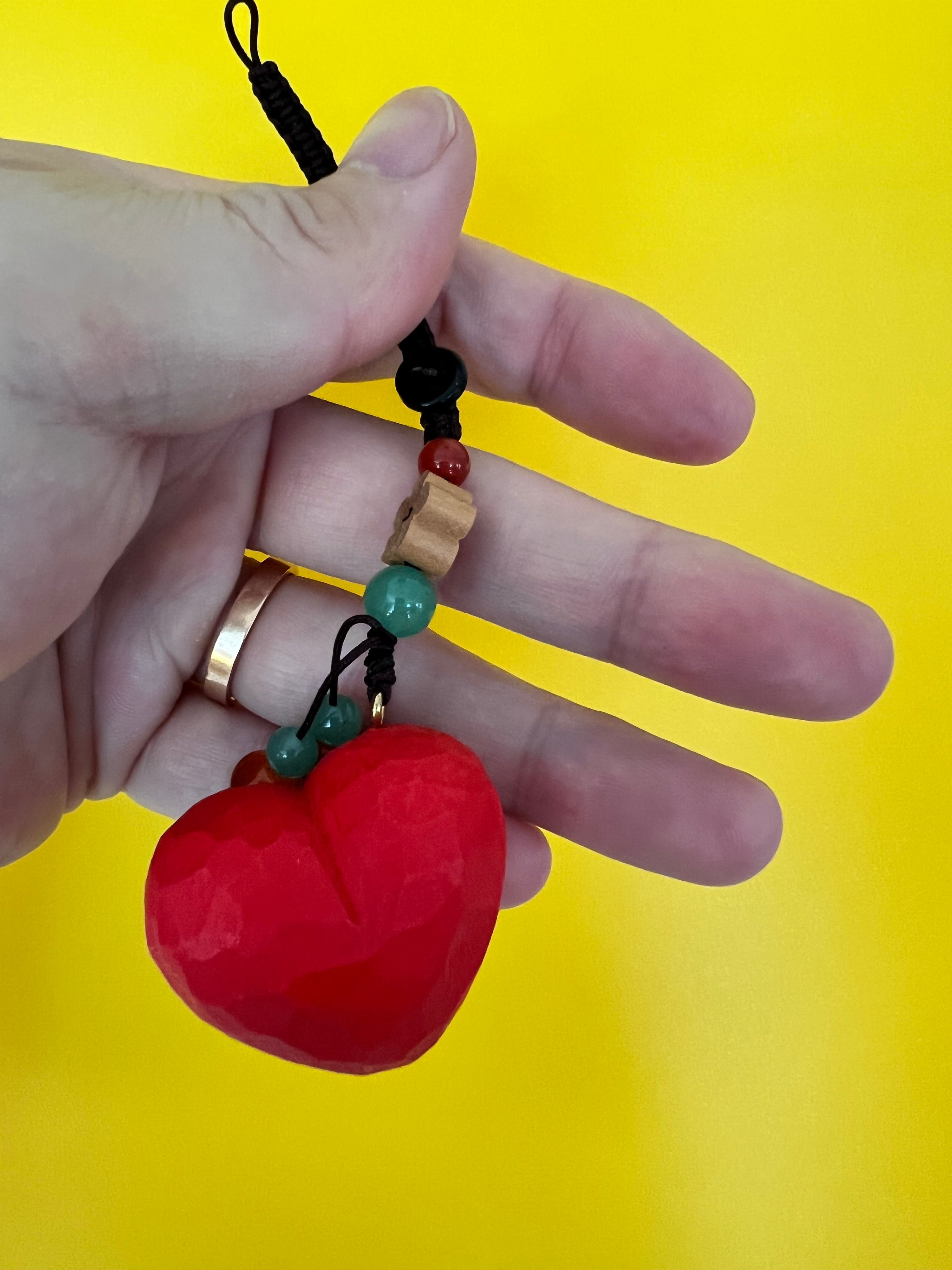 Handmade Wooden Heart Keychain – Car Charm, Cute Bag Pendant, Romantic Friendship Gift