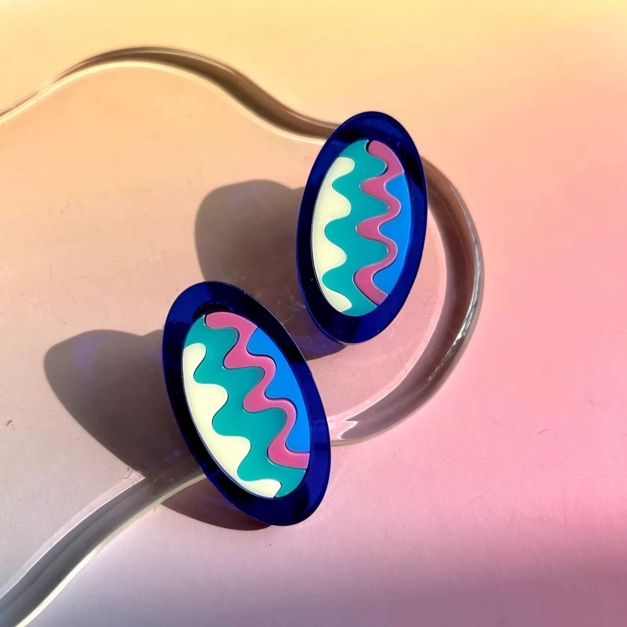 Ice Blue Wave Acrylic Earrings – GenerY × Finger Zoo Limited Design