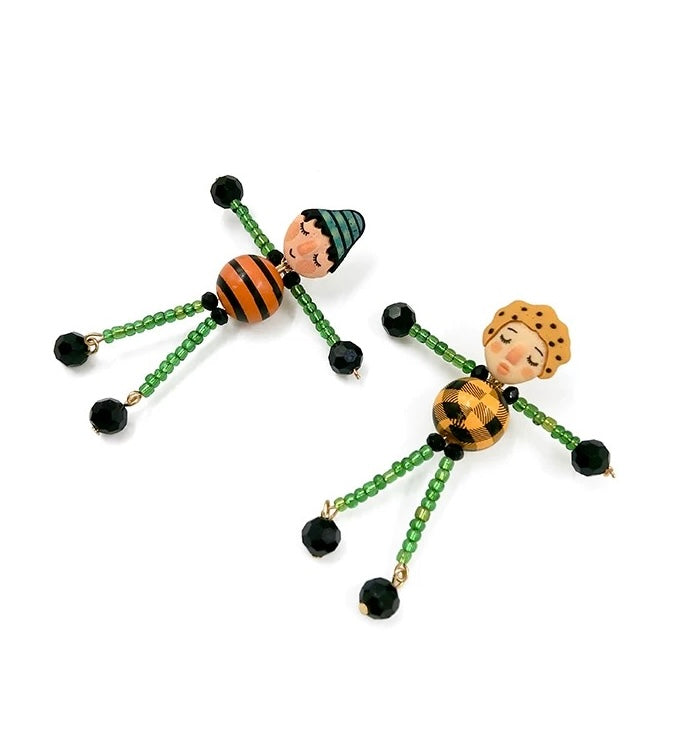Cute Playful Doll Beaded Long Earrings – Versatile Statement Style