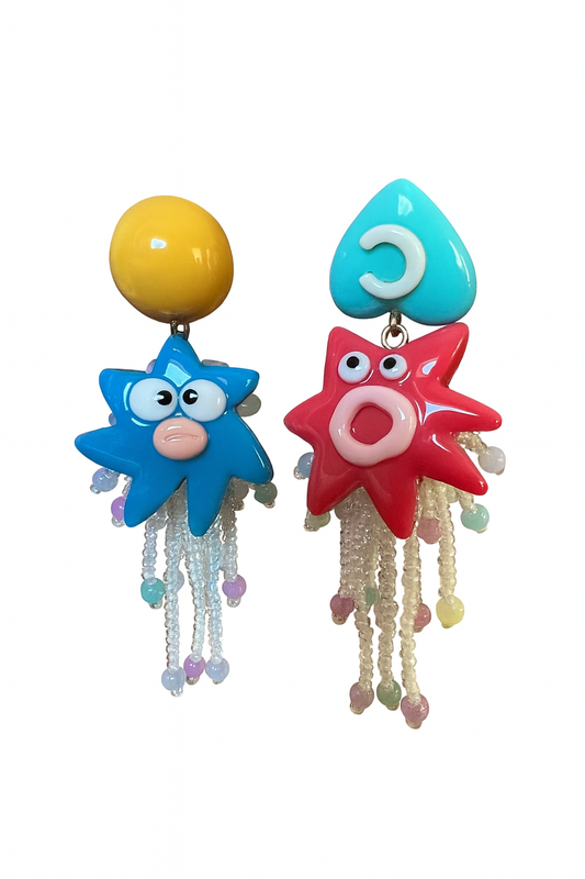 Playful Asymmetry — Little Monster Tassel Earrings