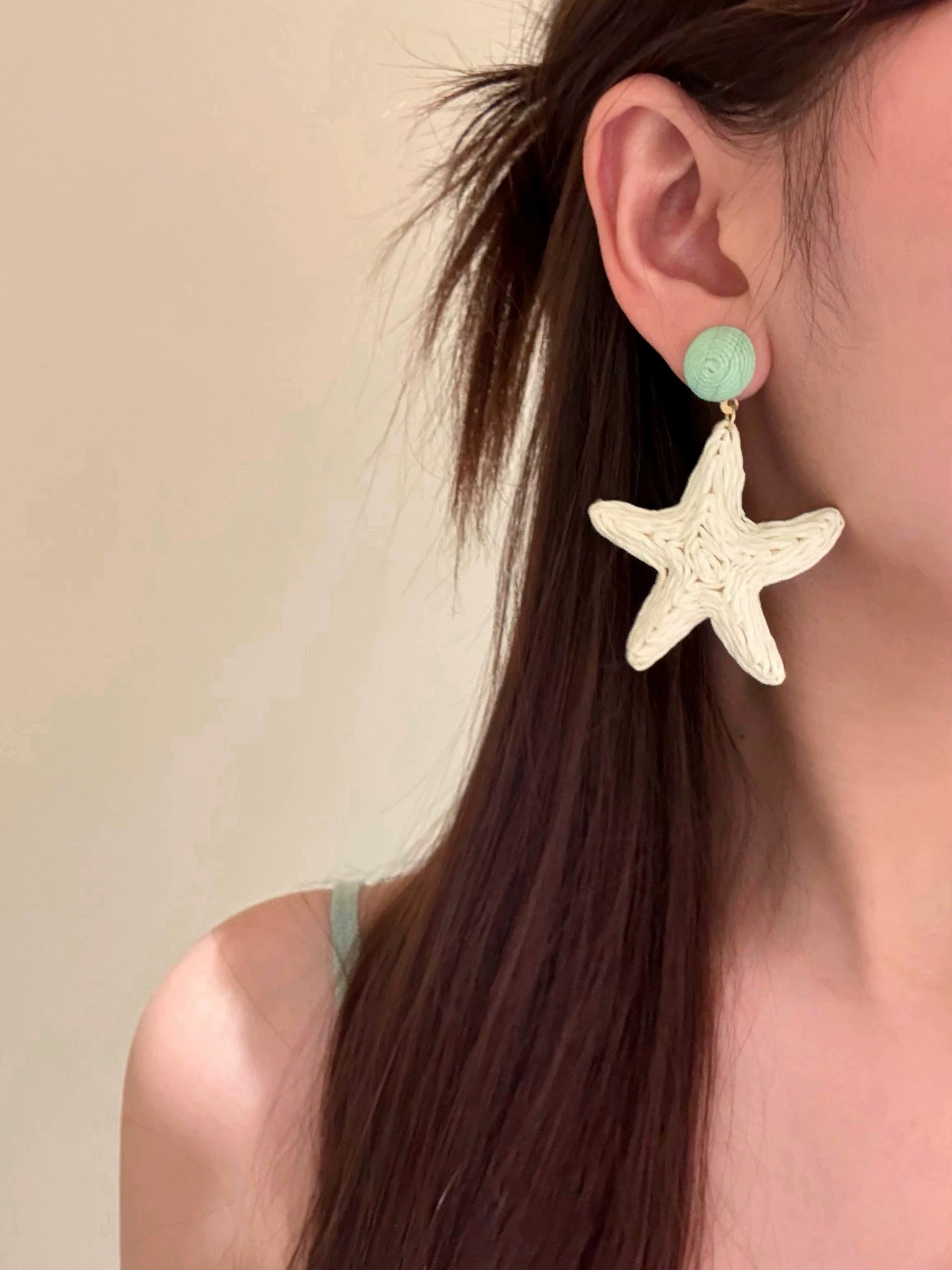 Boho Starfish Earrings – Handmade Woven Beach Vacation Jewelry