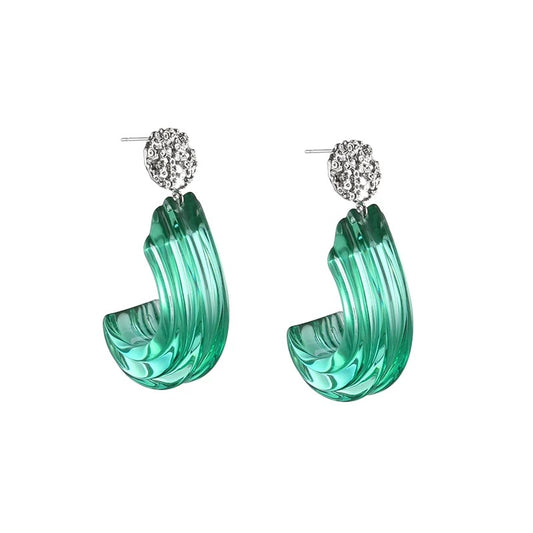 Transparent Lake-Blue Hoop Earrings — Modern Minimalist Statement Jewelry