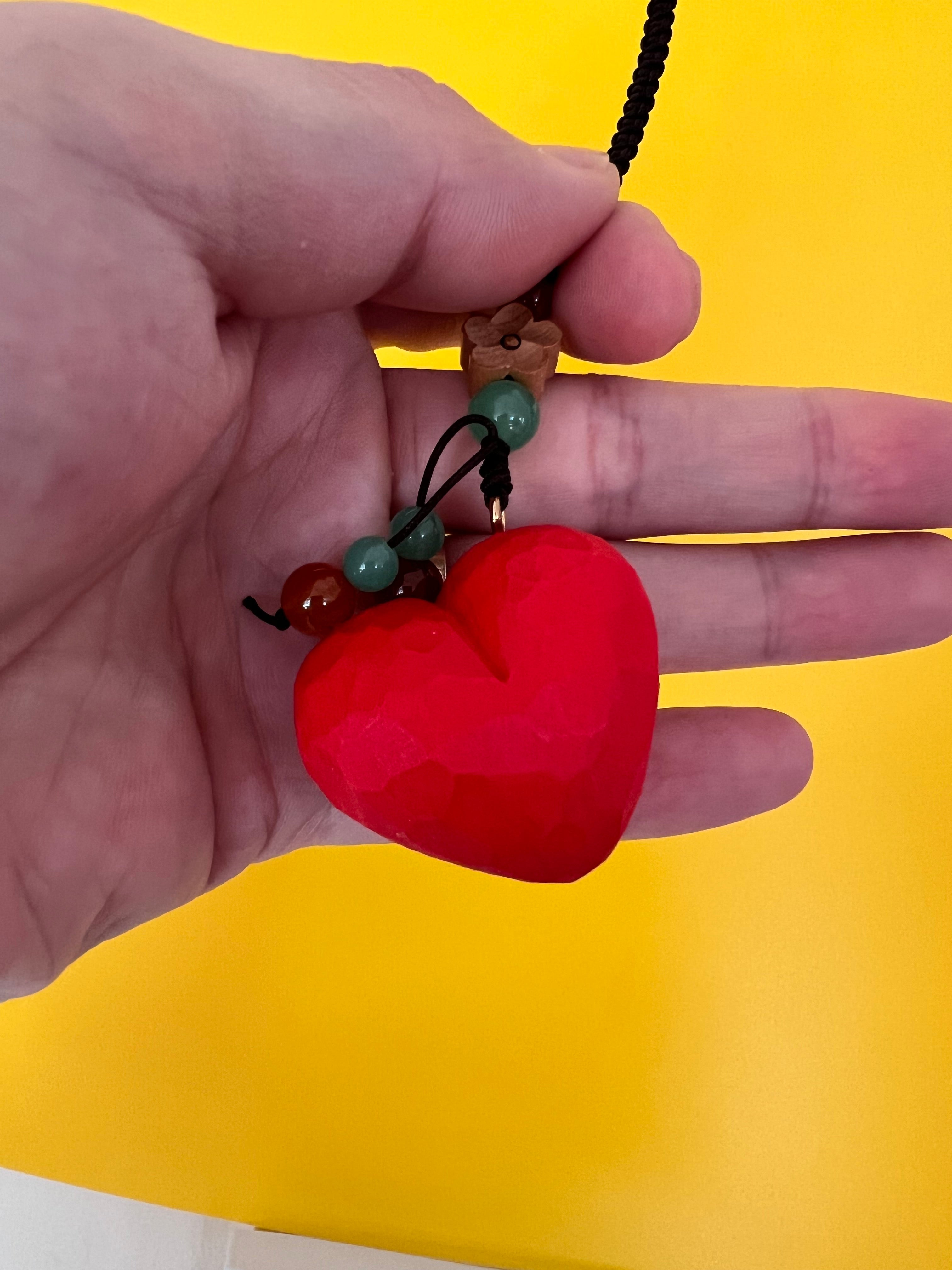 Handmade Wooden Heart Keychain – Car Charm, Cute Bag Pendant, Romantic Friendship Gift