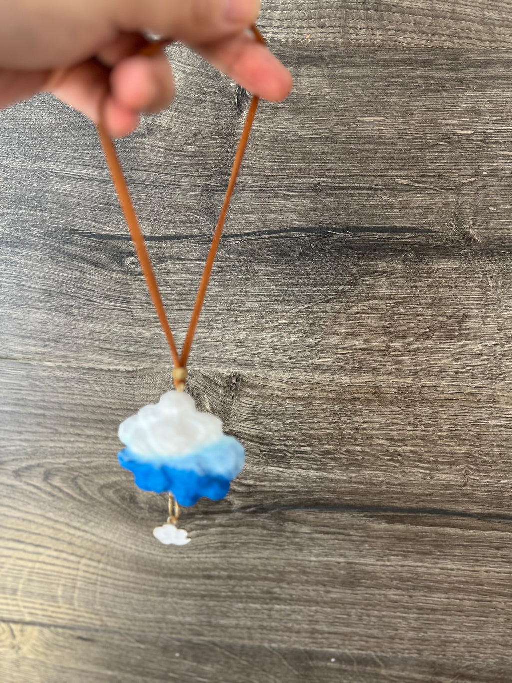 Handmade Wooden Cloud Pendant – Car Mirror Charm, Cute Bag Accessory, Unique Friendship Gift
