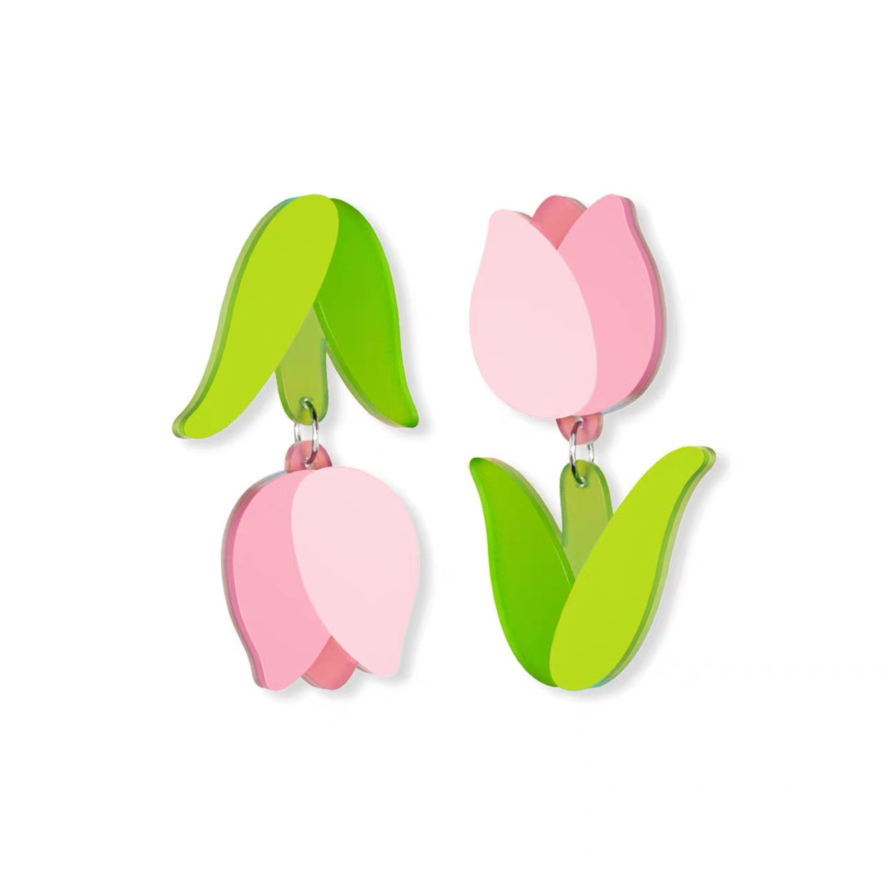 🌷 Tulip Blossom Acrylic Earrings · Colorful Spring Statement Jewelry