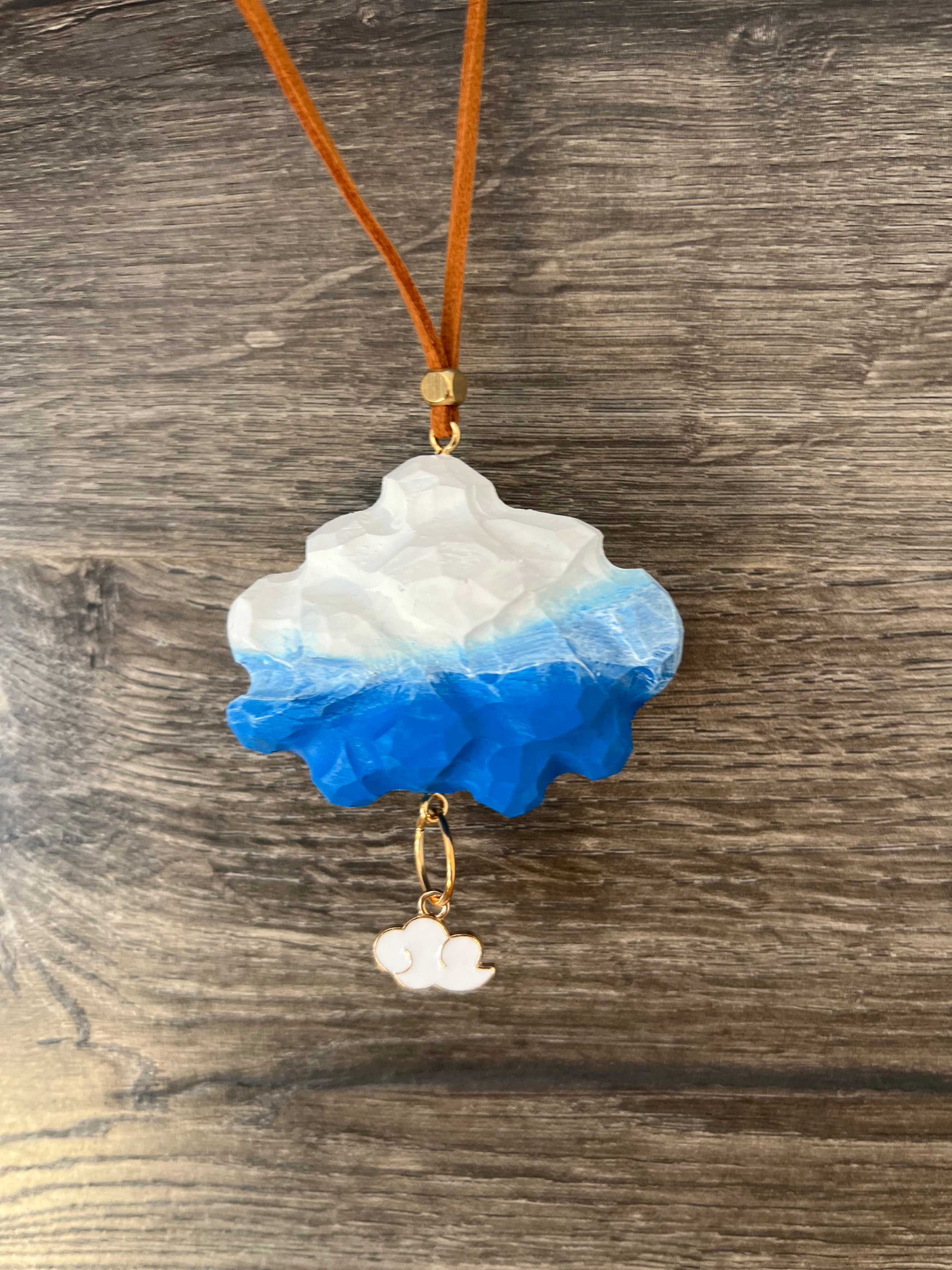 Handmade Wooden Cloud Pendant – Car Mirror Charm, Cute Bag Accessory, Unique Friendship Gift